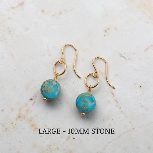 Gold and Turquoise Dangle Earrings - TGBJ