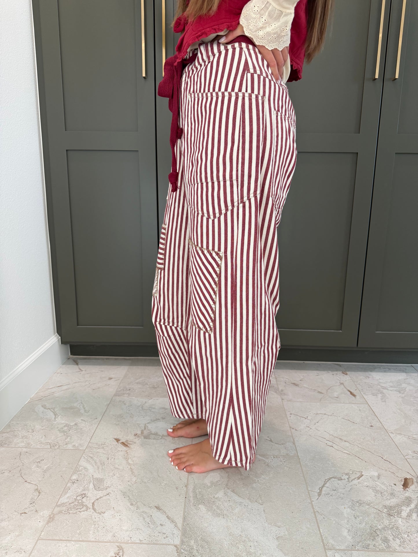 Crimson Sun Tie Stripe Pants-TGB