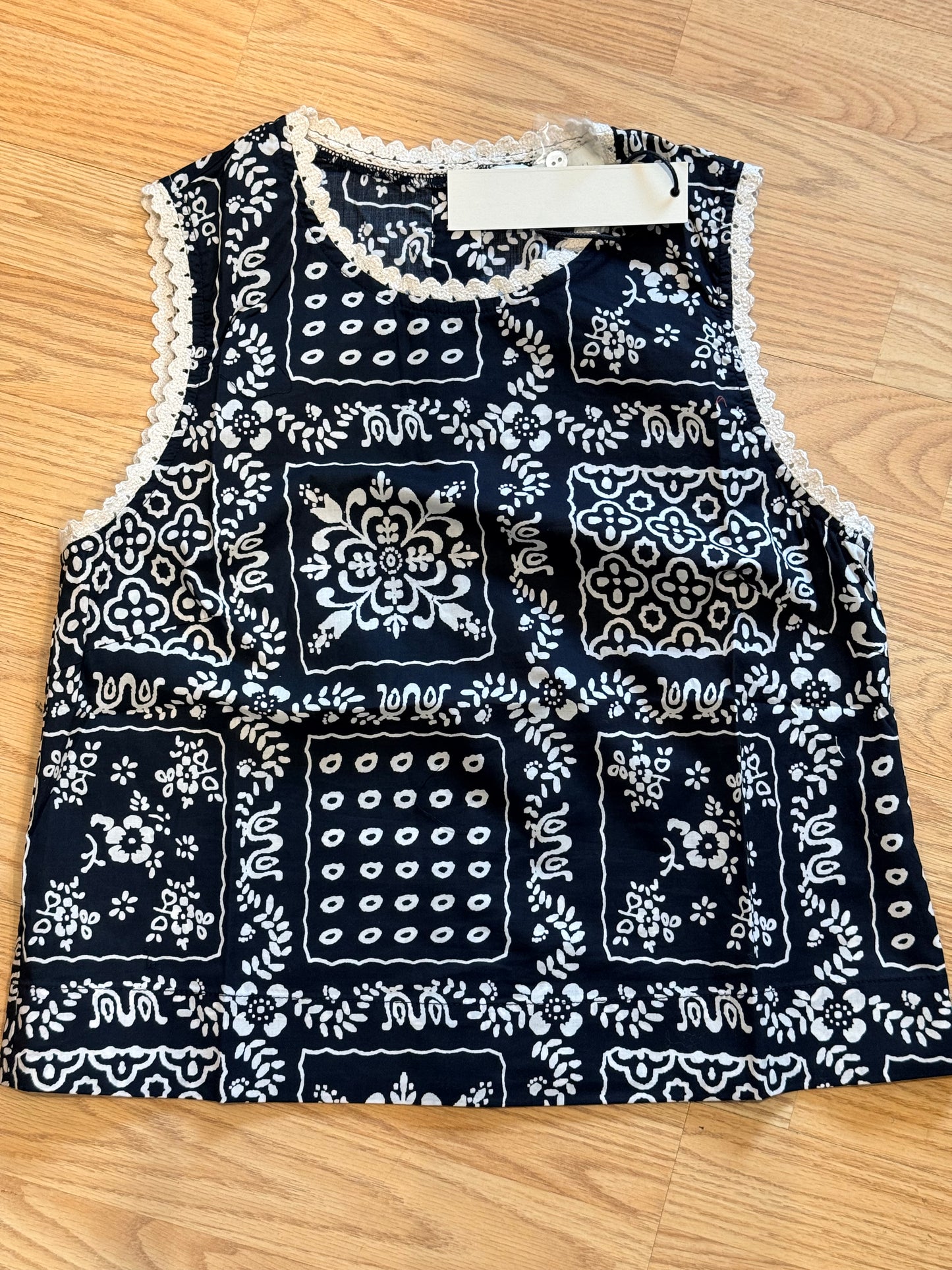 Bandana Patchwork Top Black