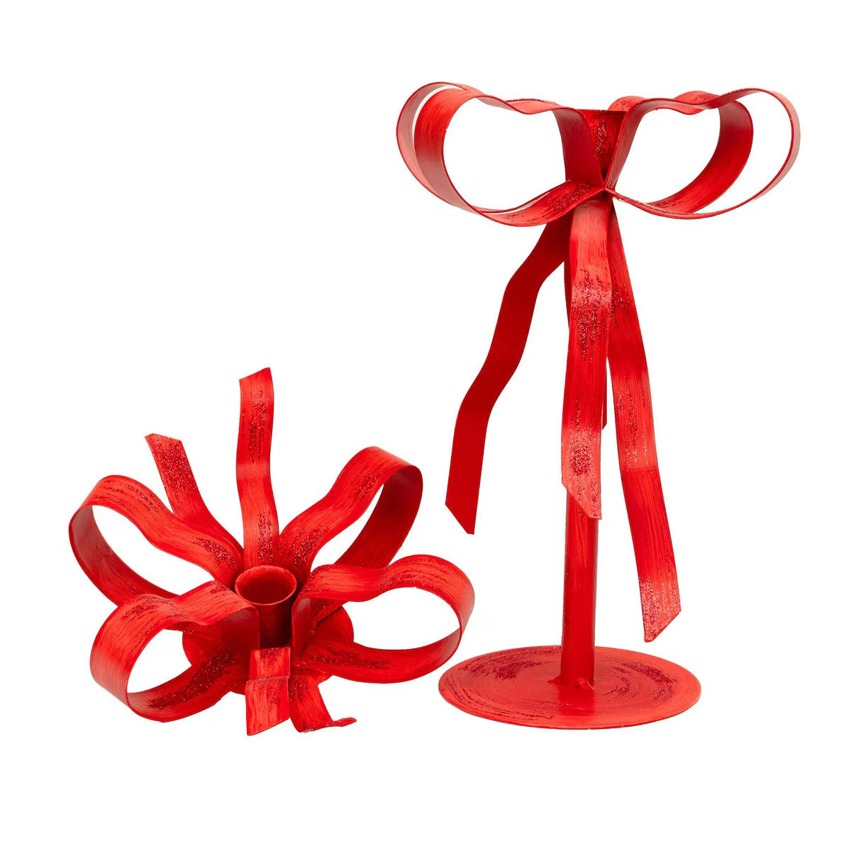 Red Ribbon Taper Candlestick