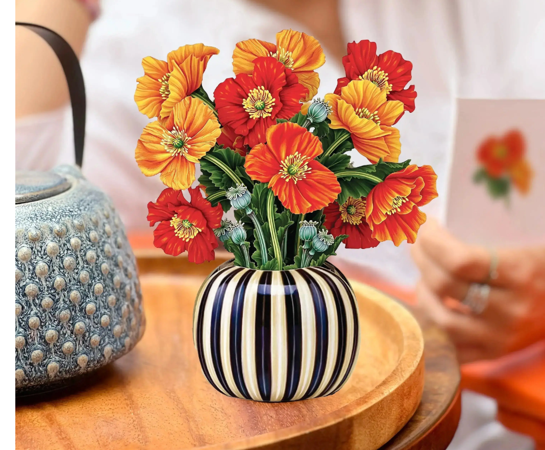 Mini French Poppies Pop-Up Card