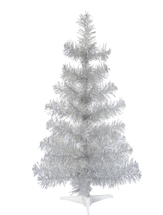 Silver Tinsel Mini Trees