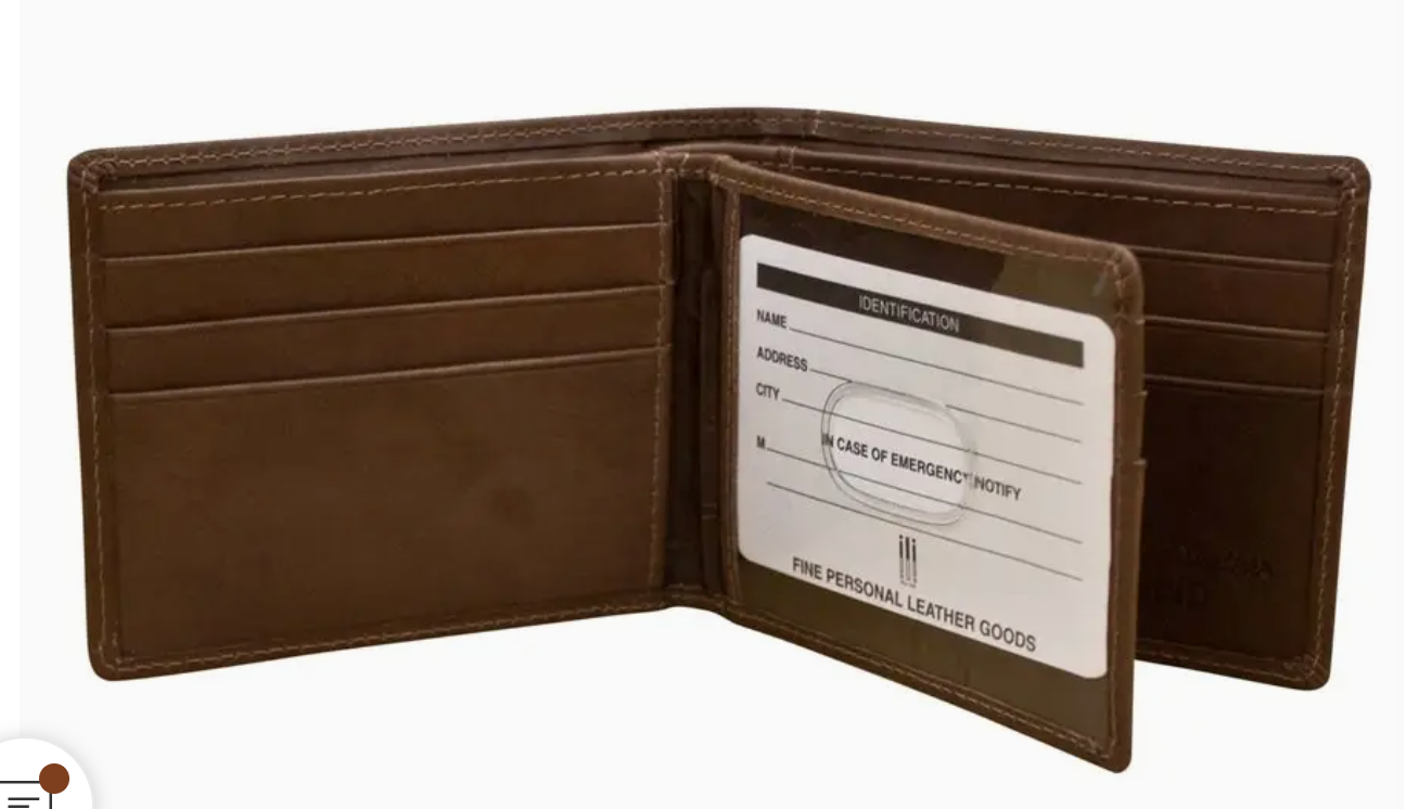 Leather Bifold Men's Wallet with Middle Flip Id