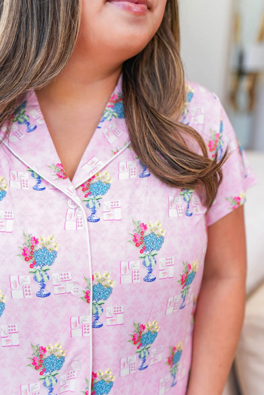 Mahjong Heirloom Pajama Set - Pink
