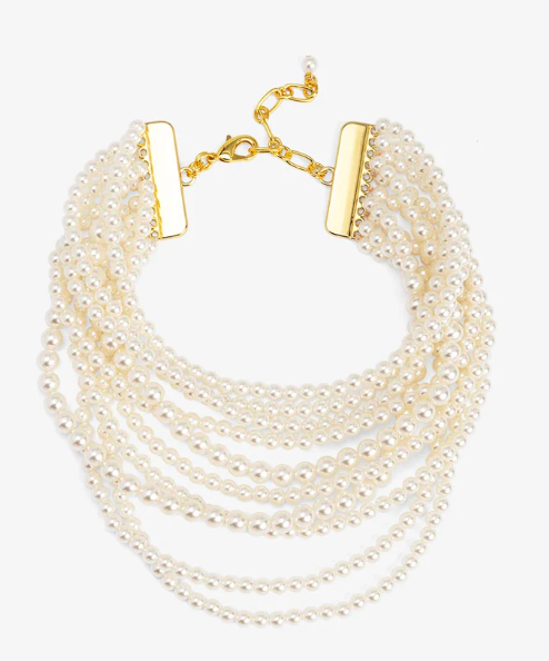 VN2151 Vioroo 10 Strand Small Pearl Collar Necklace