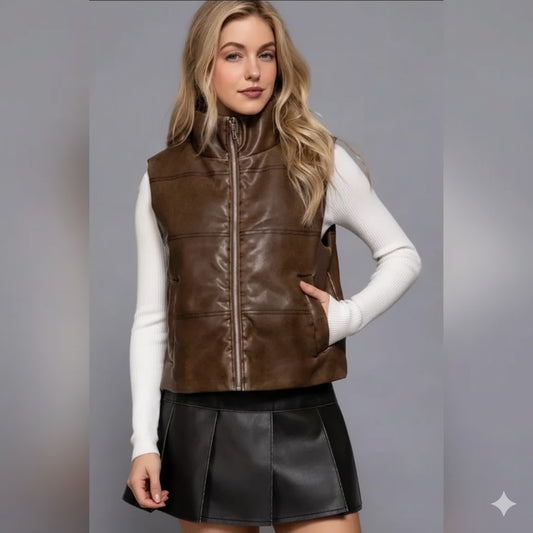 Faux Leather Hazelnut Vest