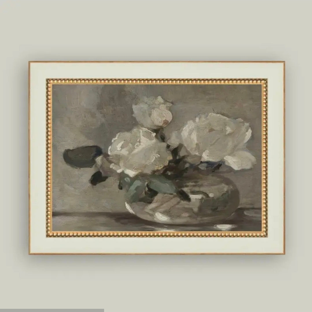 White Rose Vase Art IMS