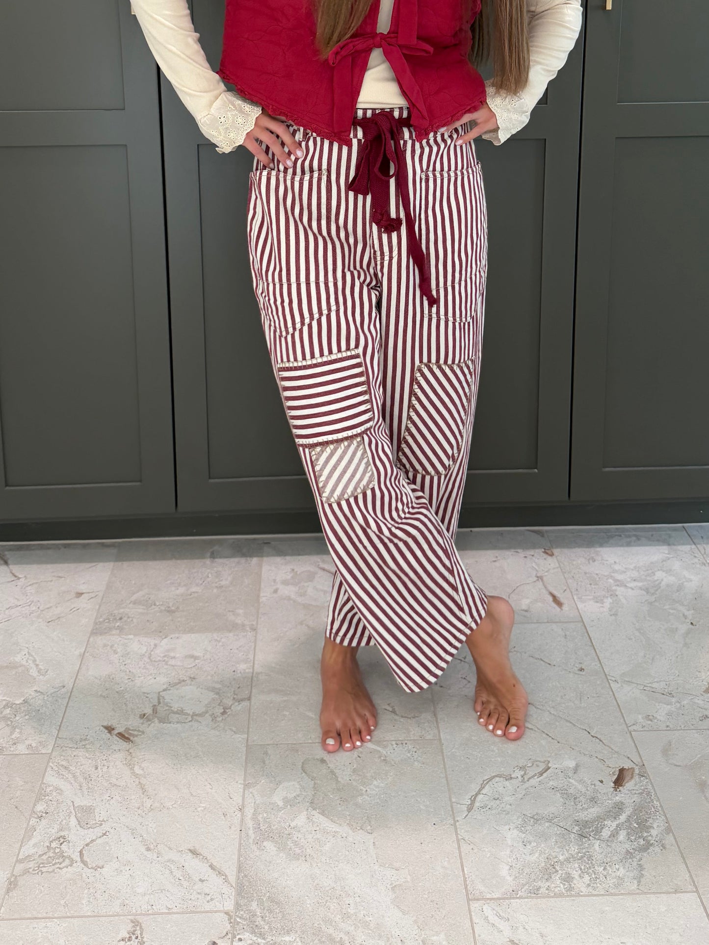 Crimson Sun Tie Stripe Pants-TGB