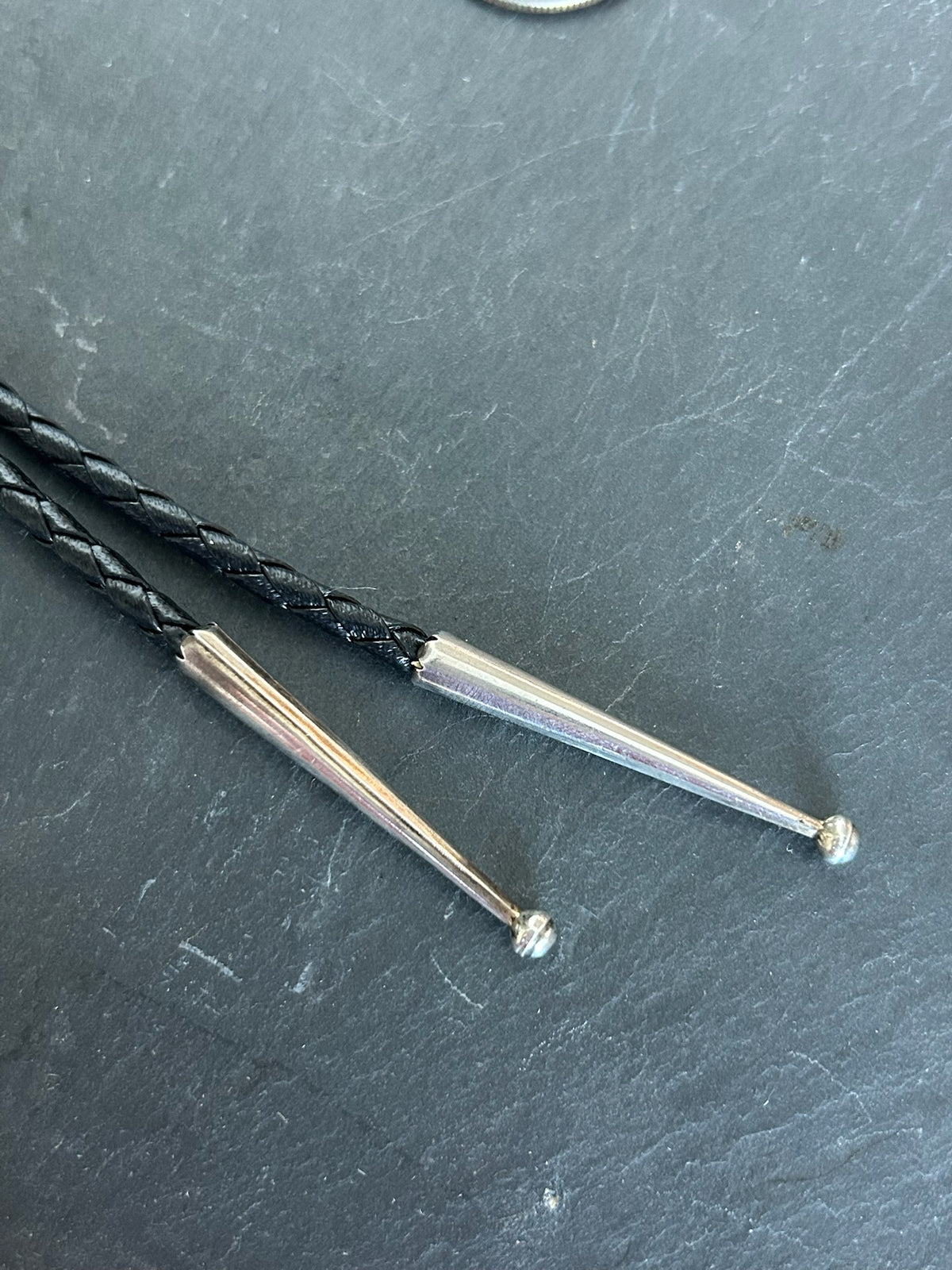 Native Made Black Onyx and Sterling Silver Bolo Tie - TGBJ