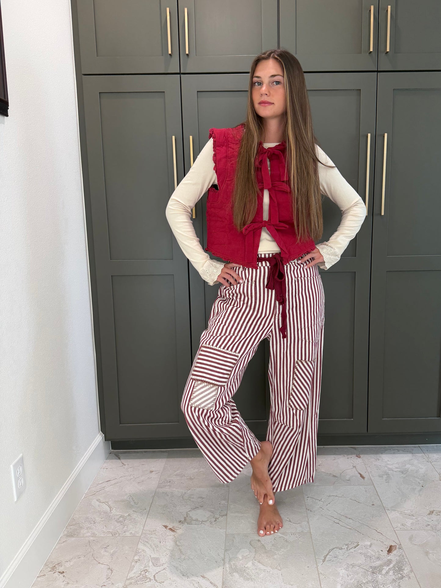 Crimson Sun Tie Stripe Pants-TGB