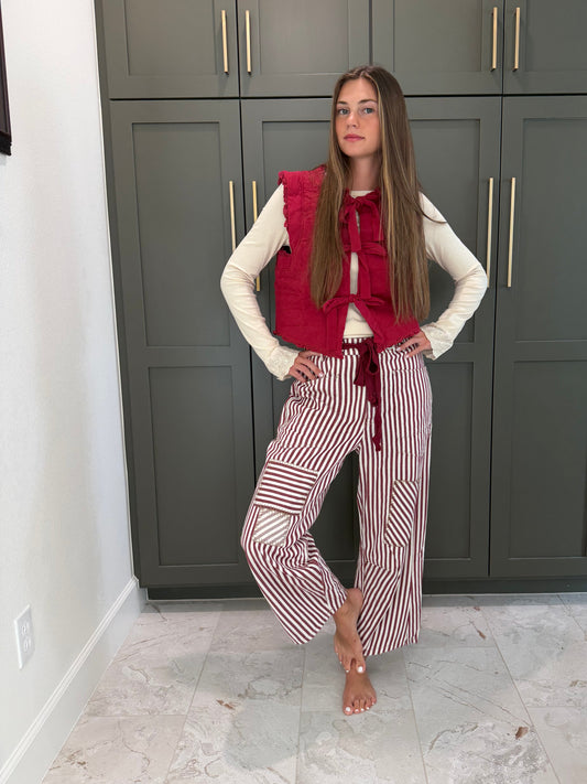 Crimson Sun Tie Stripe Pants-TGB