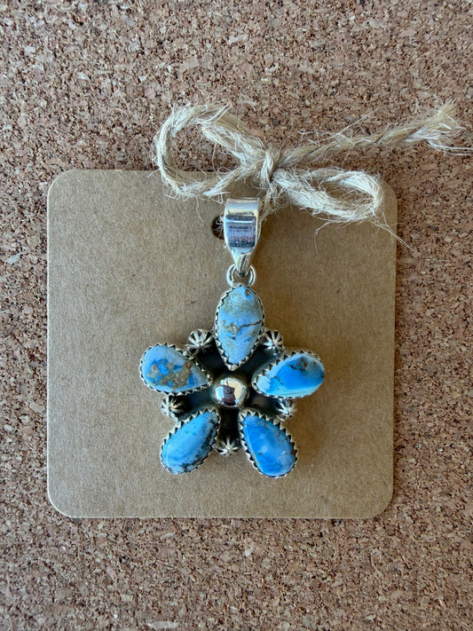Golden Hills Turquoise Sterling Silver Pendant B- TGB