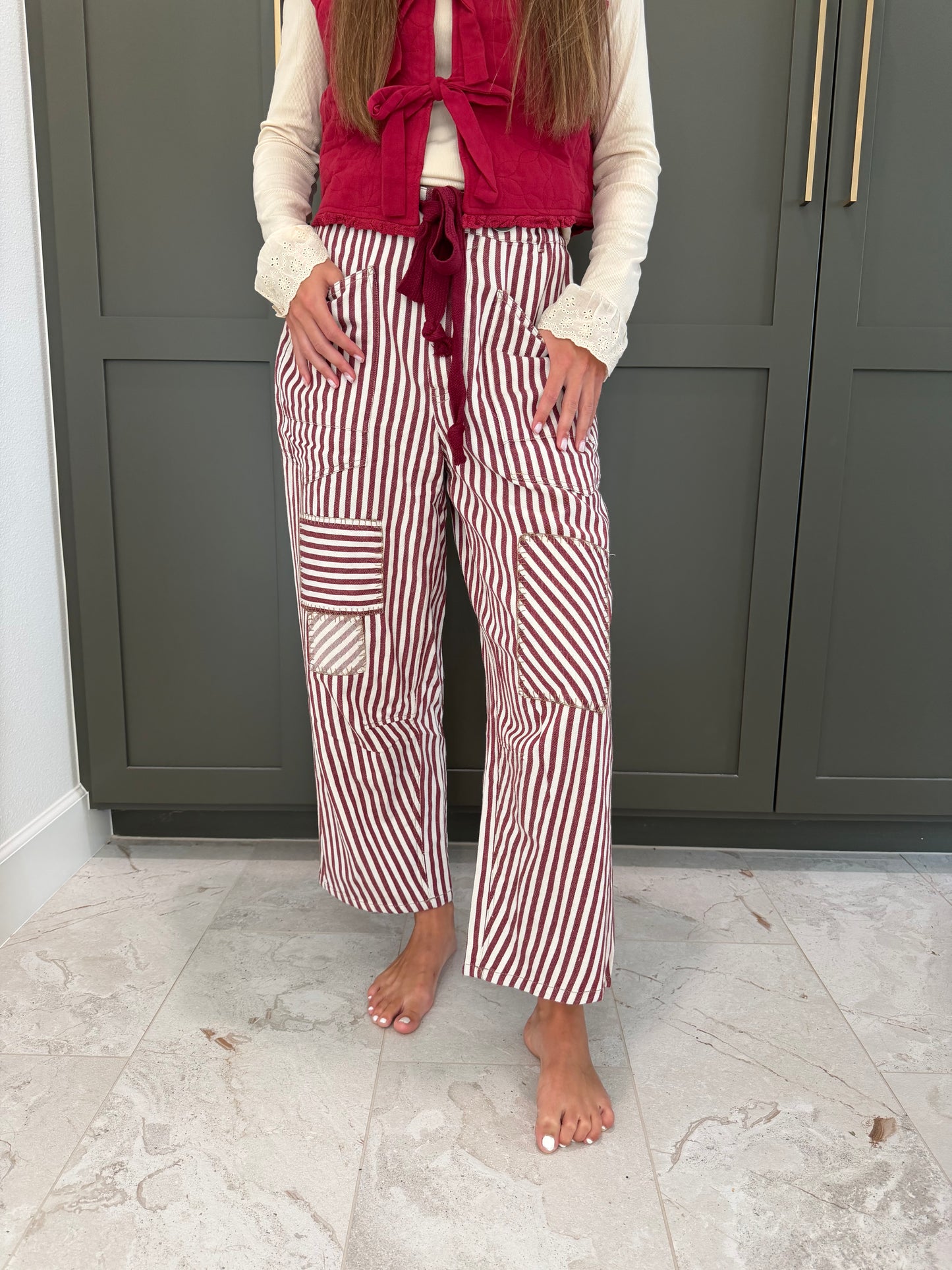 Crimson Sun Tie Stripe Pants-TGB