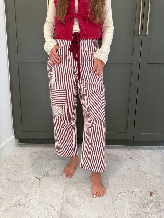 Crimson Sun Tie Stripe Pants-TGB