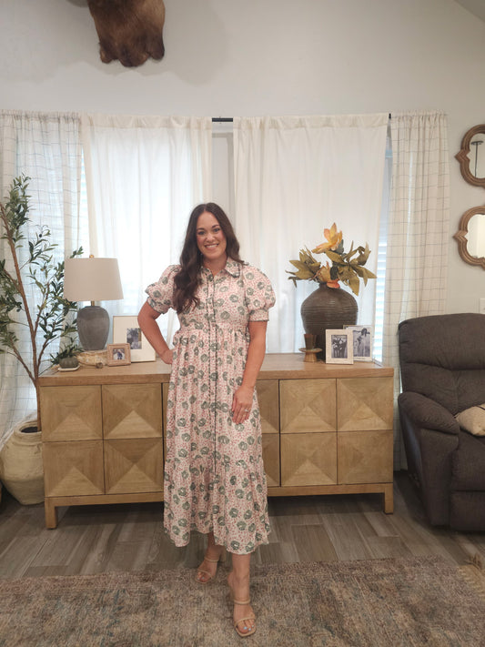 IMS Pink And Green Maxi Dress