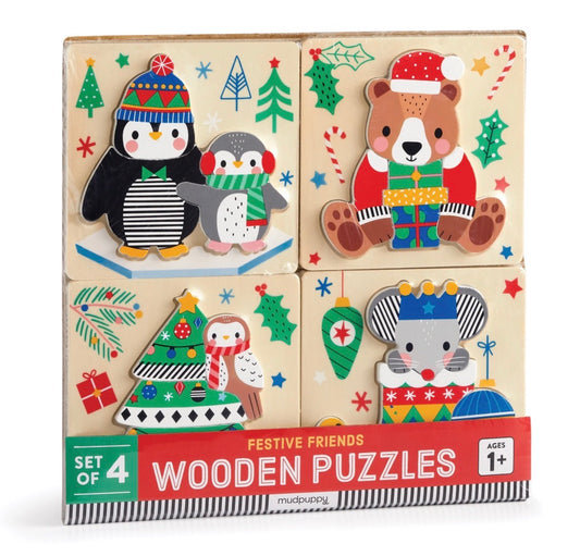 Festive Friends Set of 4 Wooden Puzzles