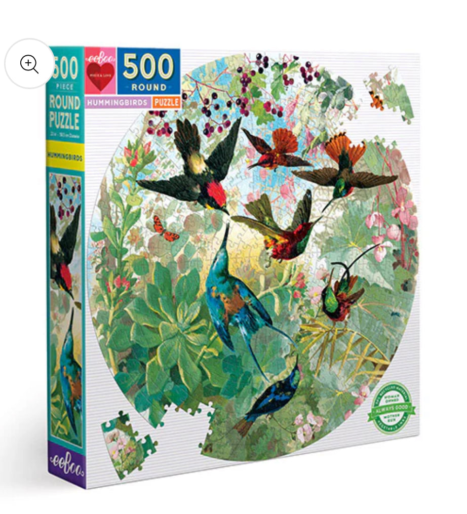 500 Piece Hummingbird Round Puzzle