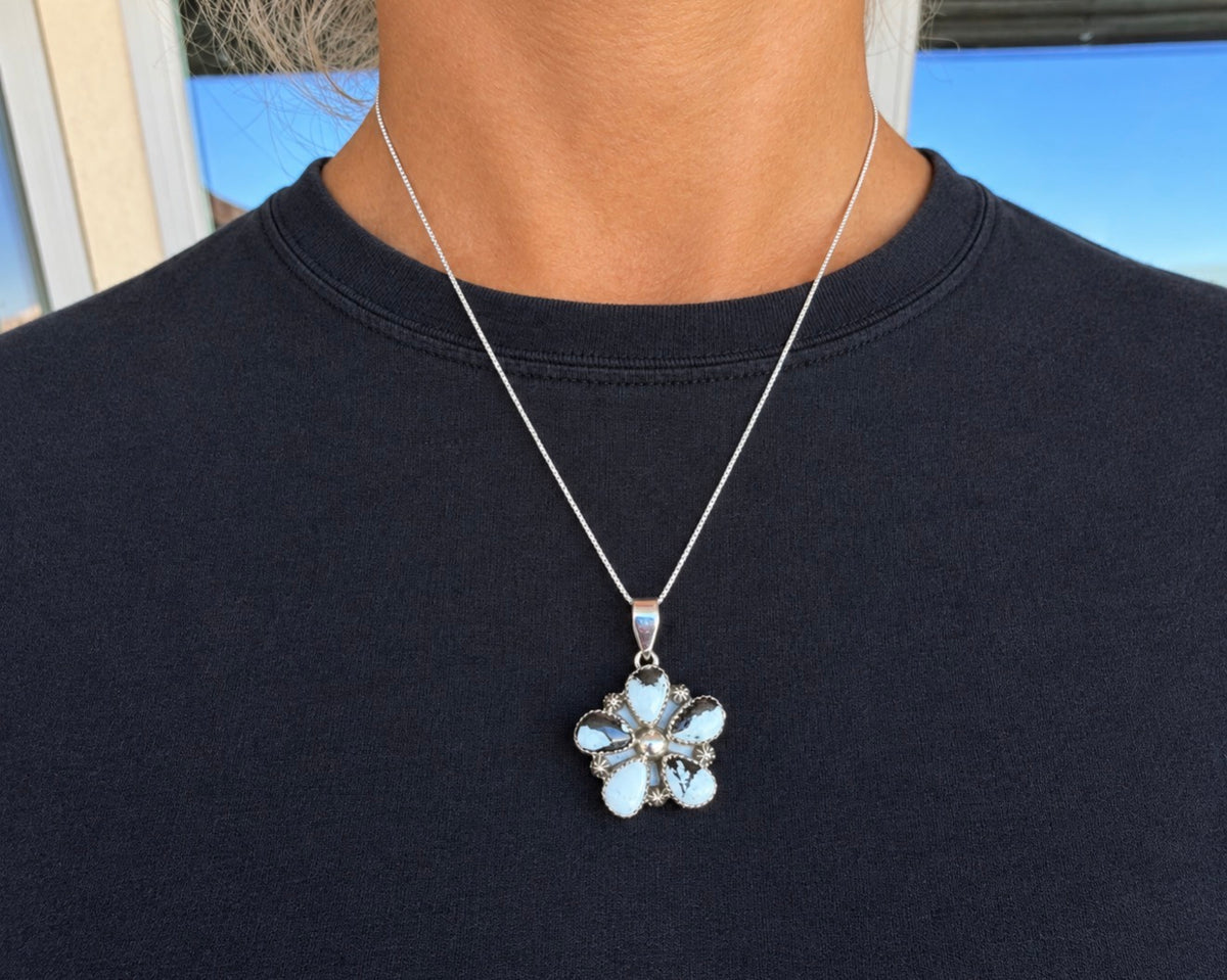 White Buffalo Pendant Necklace and Cluster Earrings-TGB