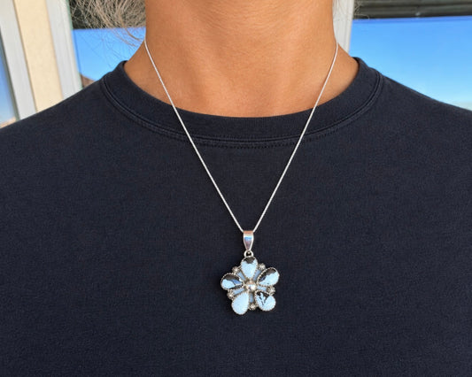 White Buffalo Pendant Necklace and Cluster Earrings-TGB