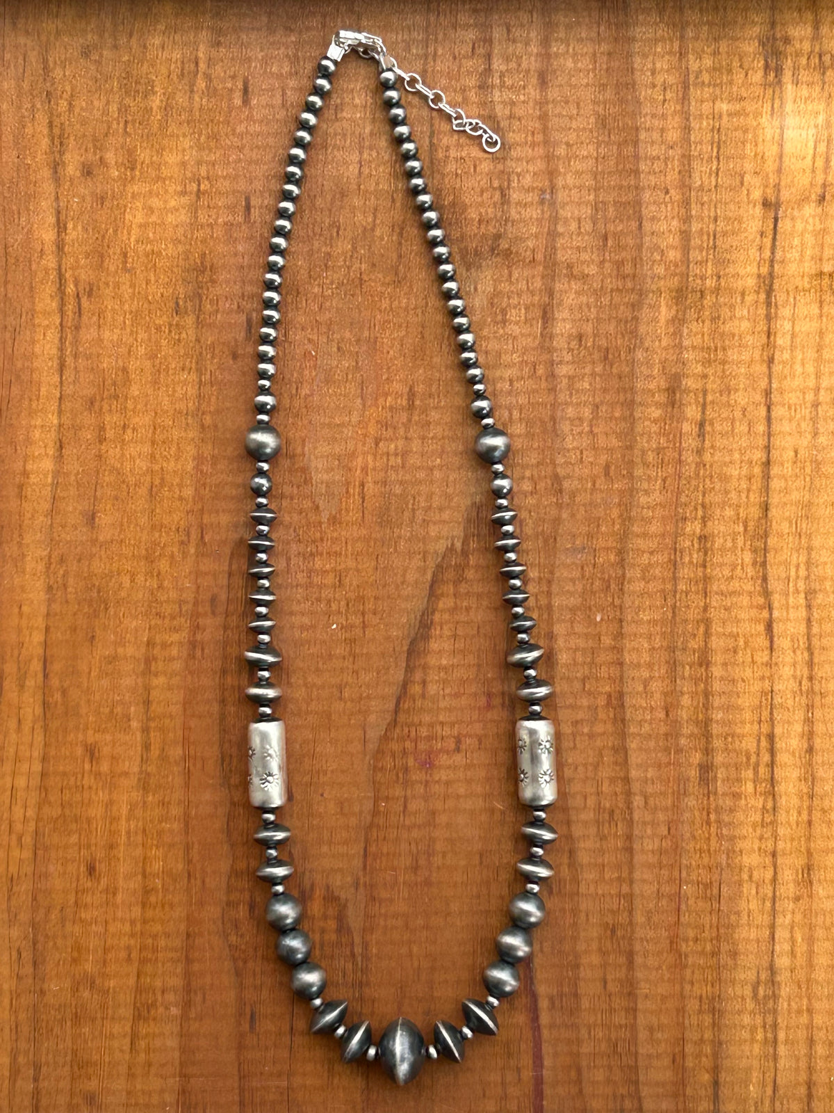 Sterling Silver Pill Bead Necklace - TGBJ