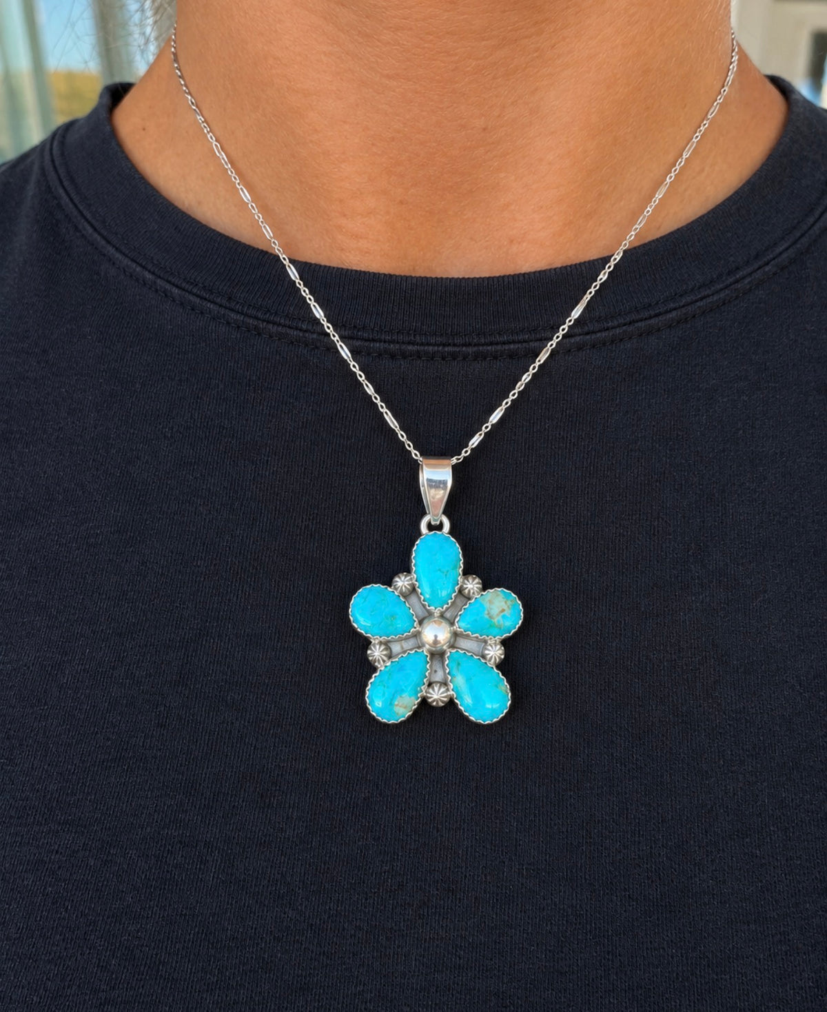 Turquoise Pendant Necklace and Cluster Earrings set-TGB