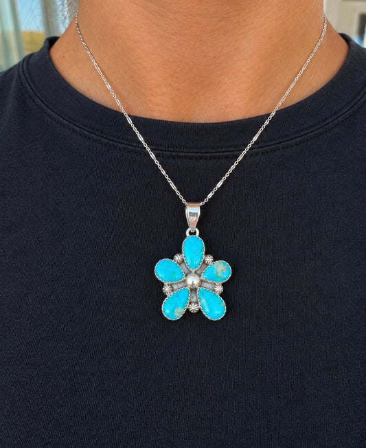 Turquoise Pendant Necklace and Cluster Earrings set-TGB