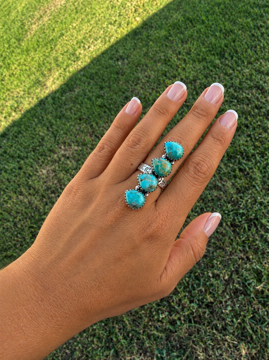 Turquoise & Silver Plated Ring-TGB