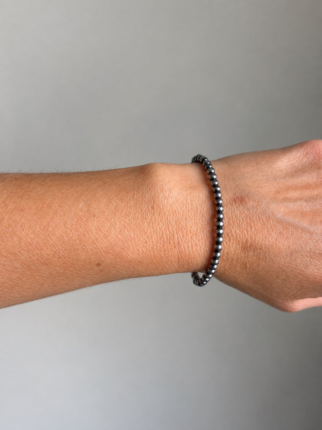 3mm Bead Sterling Silver Stretch Bracelet - TGBJ