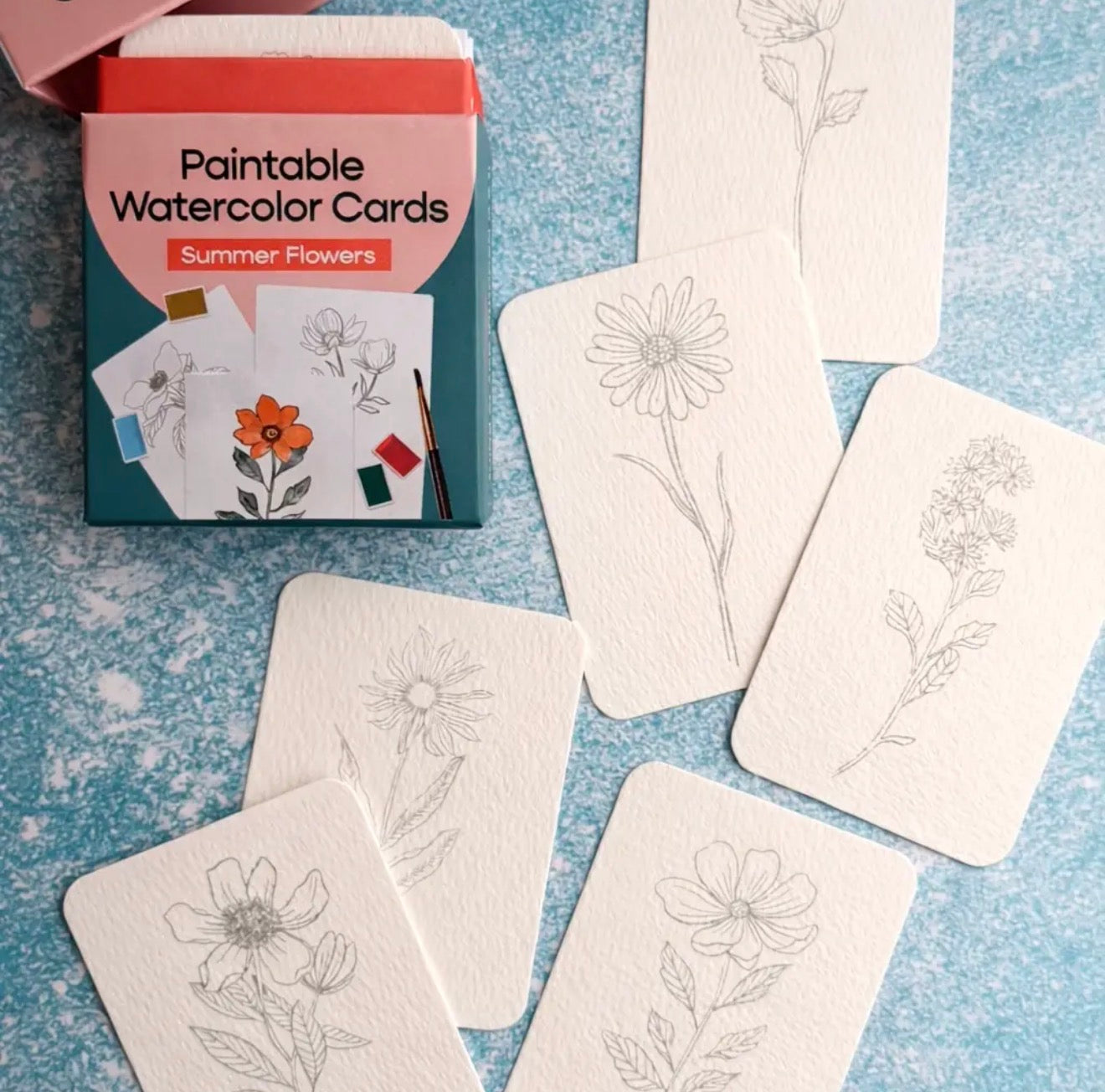 Paintable Watercolor Cards Summer Flowers - TGB