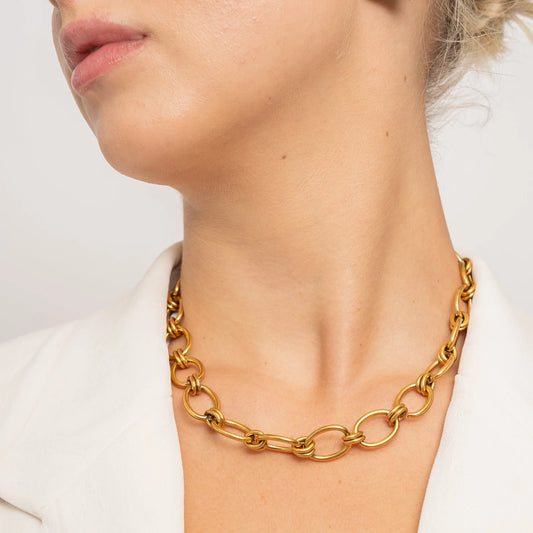 Gold Chunky Oval Necklace