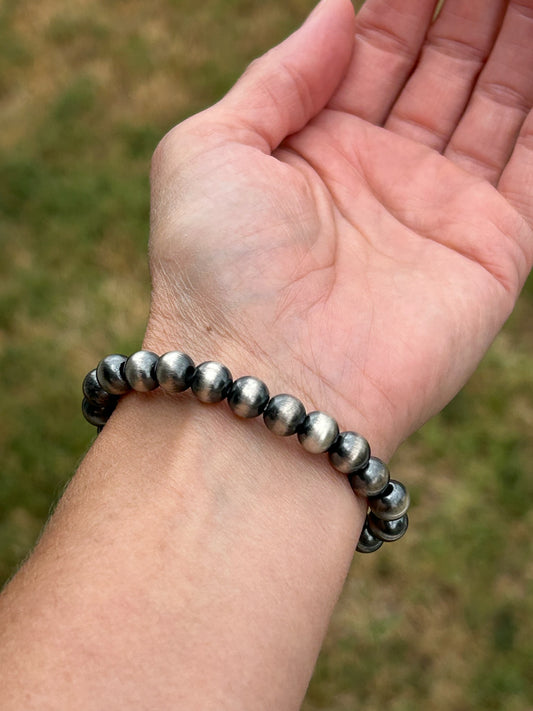 Sterling Silver 8mm Pearl Stretch Bracelet - TGBJ