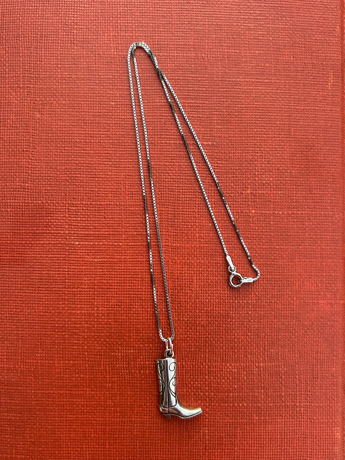 16” Vintage Sterling Silver Boot Necklace - TGBJ