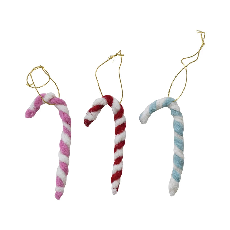 Wool Felt & Wire Candy Cane Ornament