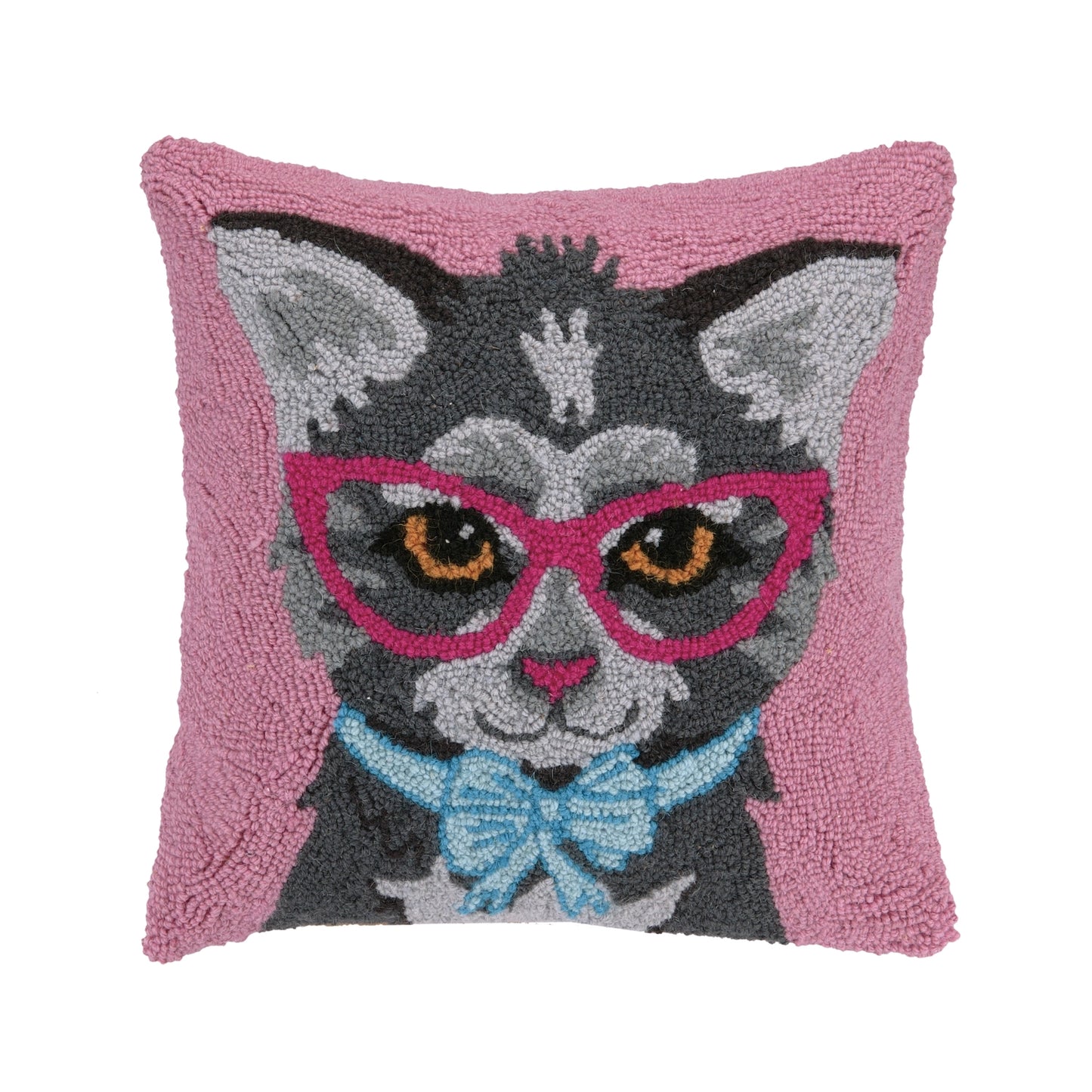 Cat w/ Eye Glasses and Bow Hook Pillow