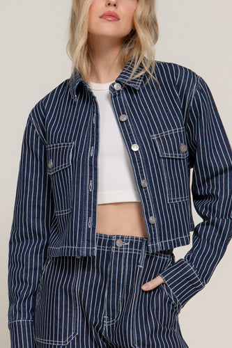 Stripe Denim Short Jacket