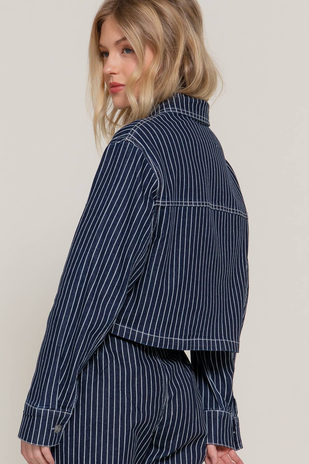 Stripe Denim Short Jacket
