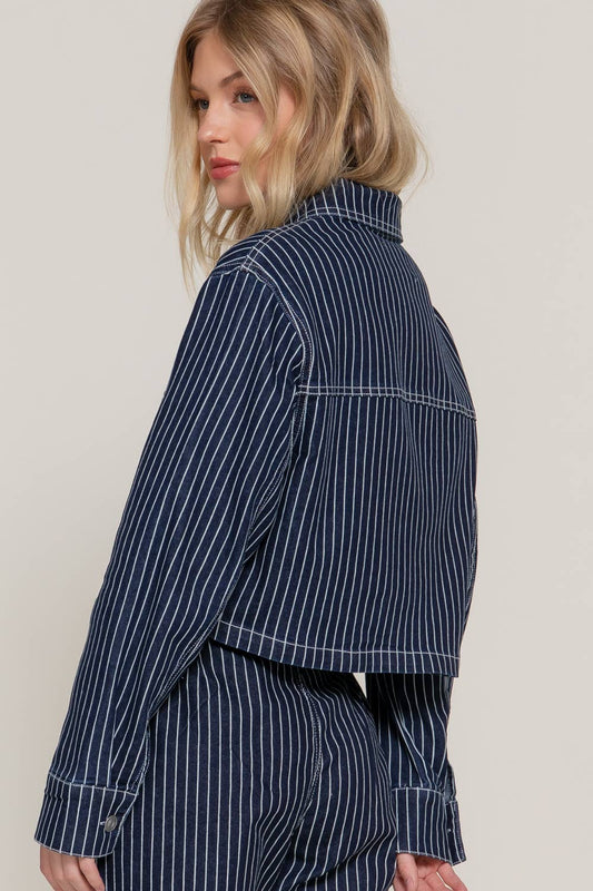 Stripe Denim Short Jacket