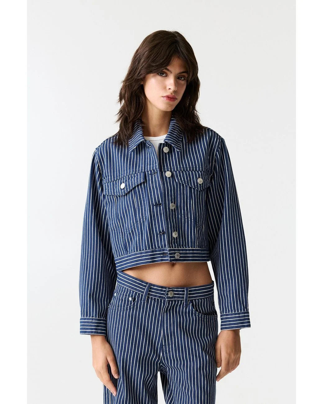 Stripe Denim Short Jacket
