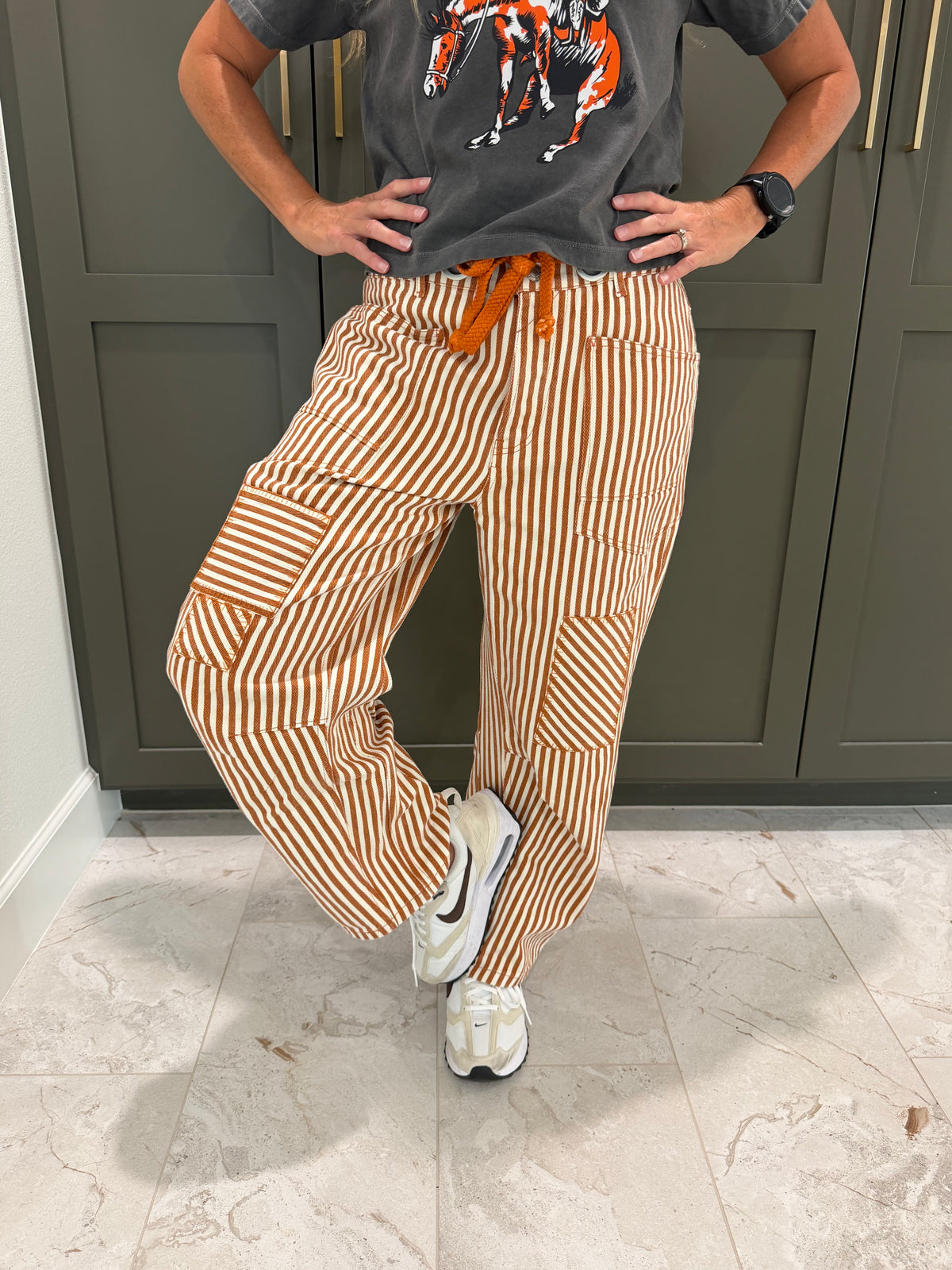 Orange Pinstripe Pants-TGB
