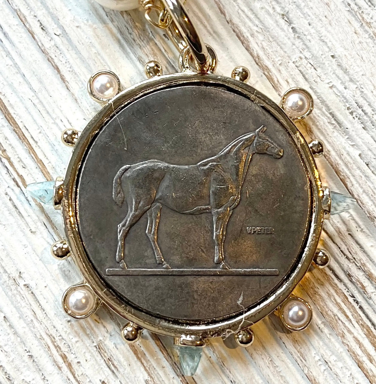 Horse Pendant Necklace with Pearl Chain - TGB