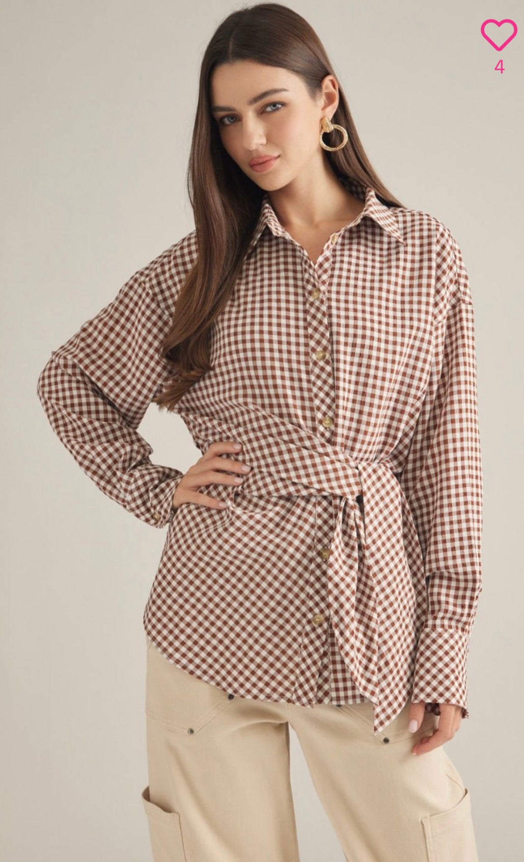 The Gingham Tie Top Brown IMS