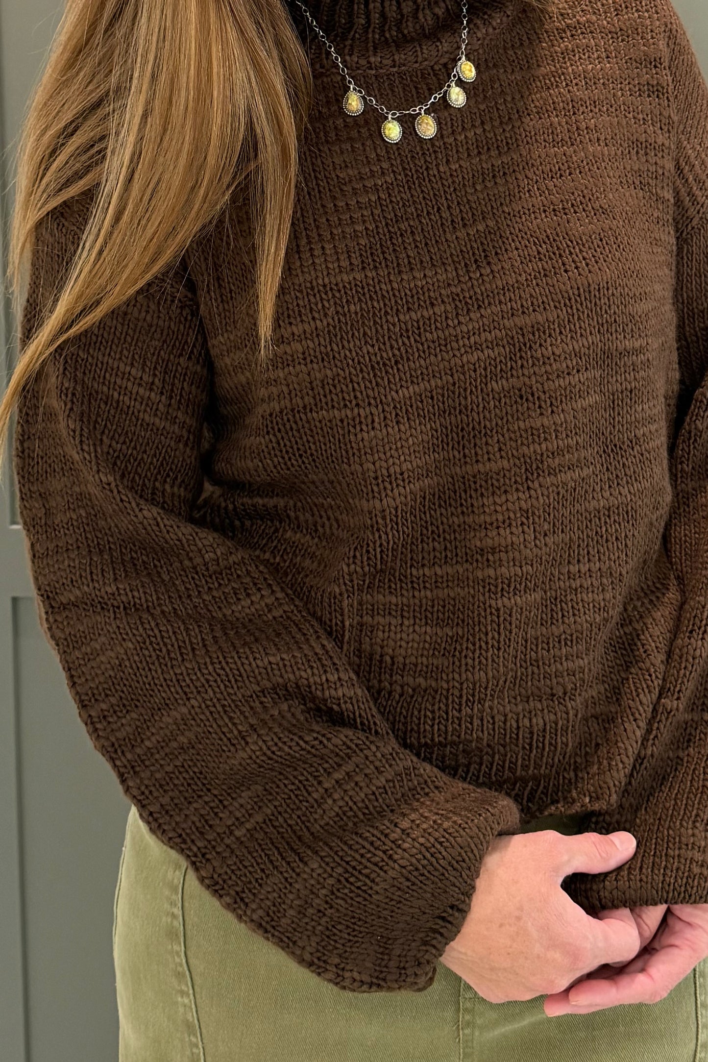 Brown Marled Knit Lightweight Sweater-TGB