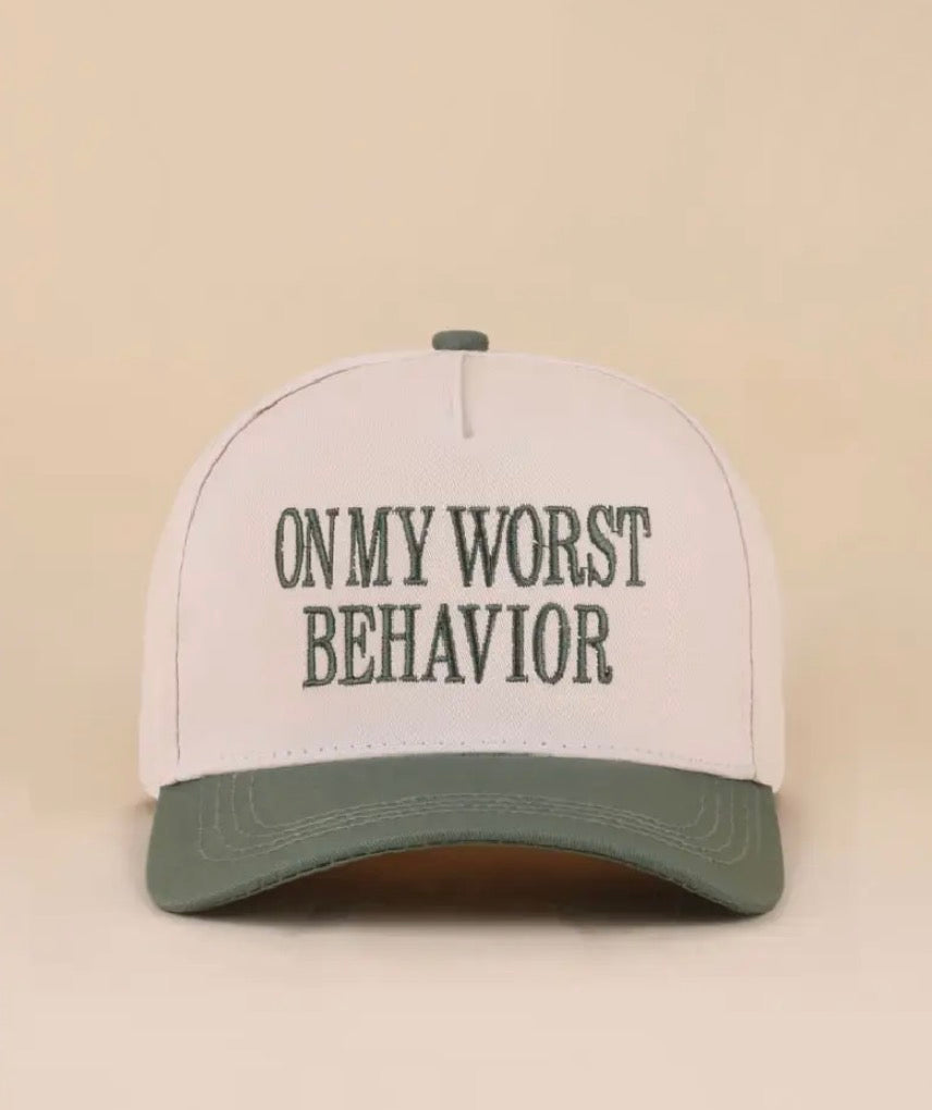 On my worst behavior hat-TGB