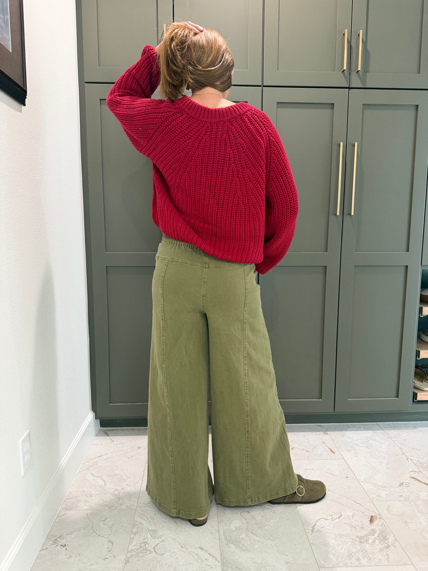 Green Wide Leg Pants-TGB