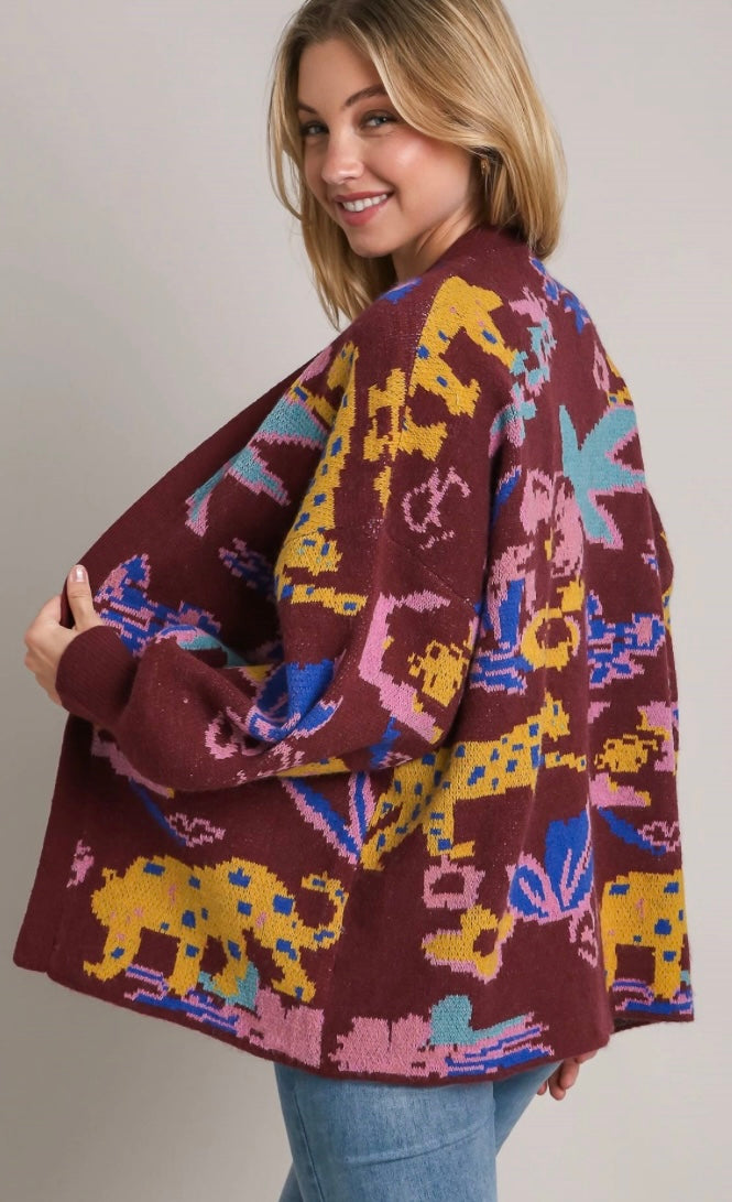 The Cheetah Life Cardigan- Retro Purpose
