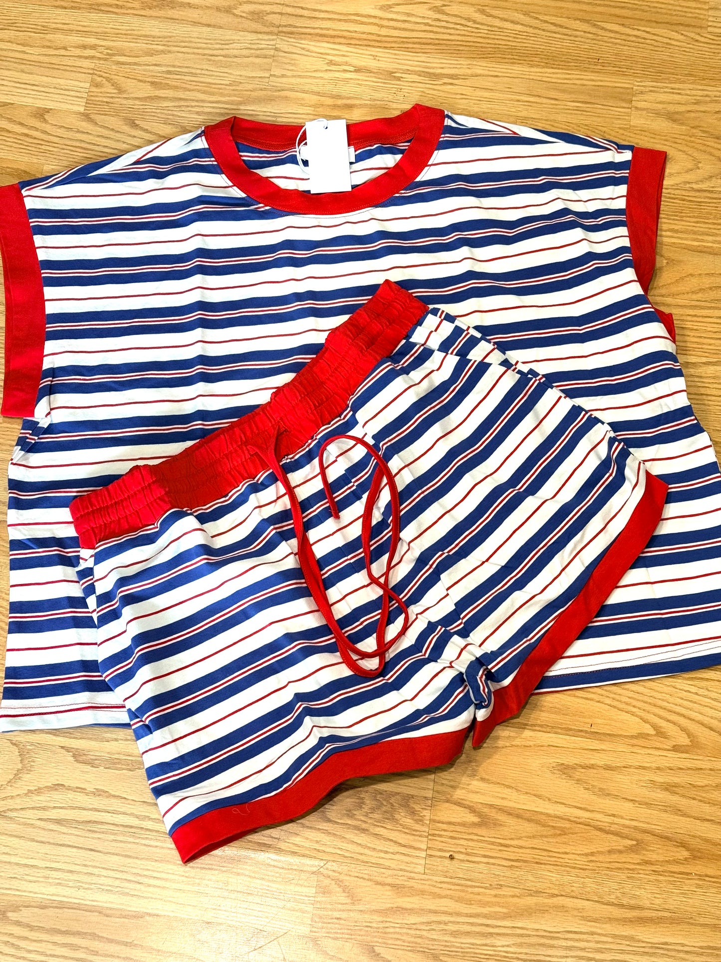 Americana Blue Stripe Short/Lounge Set
