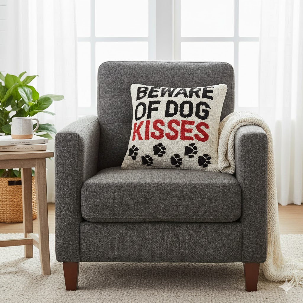 Beware of Dog Kisses Hook Pillow