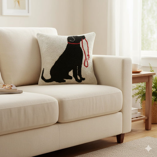 Labrador Dog & Leash Hook Pillow