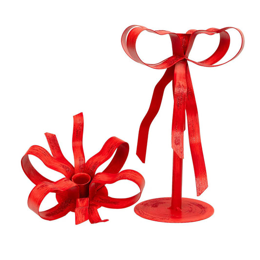 Red Ribbon Taper Candlestick