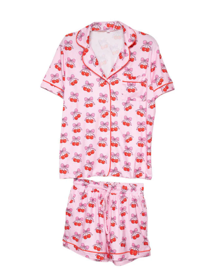 Cherry Bow Repeat Two Piece PJ Set